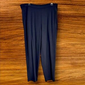 Eileen Fisher Pants Straight Leg Knit Pull On Elastic Waist Black Career Large